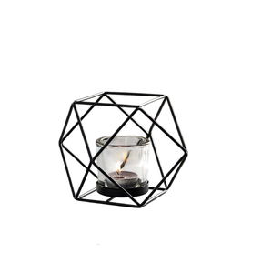 Porte-bougie en métal noir et verre au design classique, décoration de table vintage, cadeau idéal pour la maison et la décoration des lumières de Noël - Product Image 6