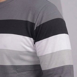 Conjunto Deportivo a Rayas para Hombre, Camiseta de Manga Larga con Cuello Redondo, Pantalones Largos, 100% Poliéster, Ropa Casual - Product Image 4