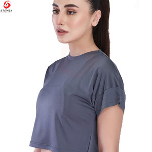 Women's Regular Fit <b>Crop</b> <b>Top</b> T-Shirt Crew Neck Short Sleeve Solid Casual Breathable Eco-Friendly Spring/Summer Everyday Wear - Product Image 3