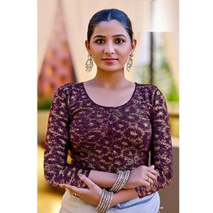 Chemisier extensible à manches longues pour femme en tissu ethnique, idéal pour les tenues décontractées et les mariages, lavable et séchage rapide, parfait pour l'été - Product Image 1