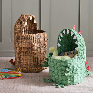 Dino Shape Water Hyacinth Hideaway <b>Basket</b> For Kids Playroom And <b>Toy</b> <b>Storage</b> Organizer <b>Basket</b> For Baby Room Decoration - Product Image 4
