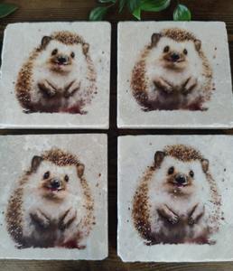 Posavasos de mármol con diseño de erizo rústico, decoración de vida silvestre, arte animal único, tapetes para mesa de café - Product Image 3