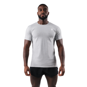 Chemise à manches courtes pour homme en coton gris chiné confortable et de qualité supérieure, idéale pour les tenues décontractées, la gym et les vêtements de sport tendance, vente en gros - Product Image 1