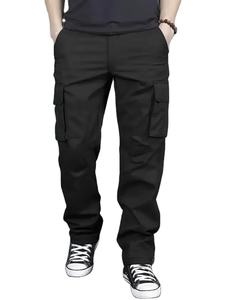 Pantalones de trabajo informales para hombre con patrón sólido multibolsillo Cintura con cordón de ajuste holgado para exploración al aire libre de otoño - Product Image 2