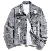 Veste en jean décontractée pour homme de qualité supérieure, design personnalisé, motif dessin animé sur le devant, élégante, grande taille, en coton tissé, délavée, pour l'hiver