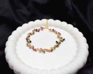 Pulsera de Turmalina Multicolor Natural con Cadena Chapada en Oro de 18K, Estilo Bohemia, para Uso Diario, Unisex, Regalo de Aniversario, Joyería - Product Image 1