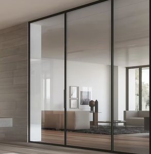 ALUFRONT Porta Scorrevole Moderna Ultra-Sottile in Alluminio e Vetro, Porta Divisoria Interna a 3 Pannelli con Telaio in Alluminio - Product Image 4
