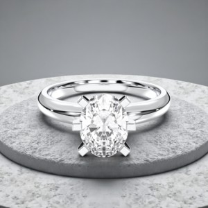 Anillo de compromiso solitario ovalado de 2.00 quilates con diamante moissanita E-F/VVS VS, engastado en platino, para mujer - Product Image 2