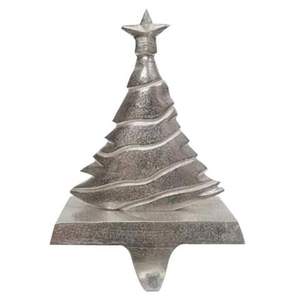 Premium Rustic Brown Marbled Buck Deer Head Christmas <b>Stocking</b> <b>Holder</b> With Wood Grain Base For Mantelpiece Decoration - Product Image 4