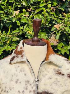 <b>Men's</b> Cowhide <b>Leather</b> <b>Jacket</b> With Animal Print Zipper Closure Turn-down Collar Casual Winter Wear Unisex <b>Leather</b> <b>Jackets</b> Hair on - Product Image 5