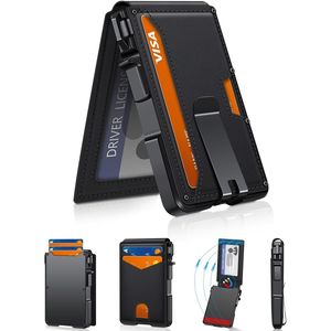 Portafoglio Minimalista da Uomo con Blocco RFID, Funzione Smart Pop-up, Capacità 9-13 Carte, Sottile e Compatto, con Clip per Banconote e Finestra per Documenti - Product Image 1