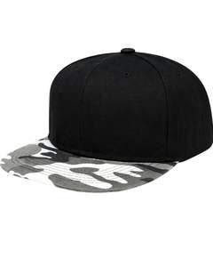 Casquette Snapback à visière plate personnalisée en camouflage noir et gris, réglable, style baseball, streetwear décontracté, mélange de coton, unisexe, vente en gros - Product Image 1
