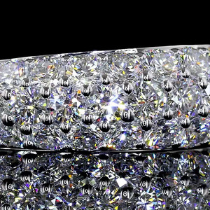 Anillo de Boda con Diamantes Cultivados en Laboratorio, Corte Redondo, Multihileras, Chapado en Rodio, Oro de 10K, 14K, 18K, Plata 925, 935, Regalo para Fiestas - Product Image 2