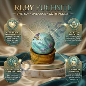 Sphère de pierre précieuse polie en rubis fuchsite naturel, forme circulaire, décoration Feng Shui pour la maison, boule artisanale sur support en bois - Product Image 5