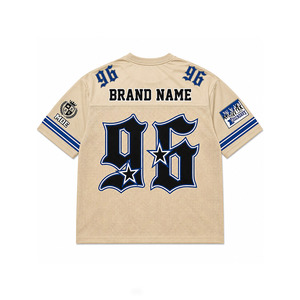 Maillots de football vintage surdimensionnés style streetwear, coupe carrée personnalisée, t-shirt en mesh, maillot de football américain, impression par sublimation - Product Image 3