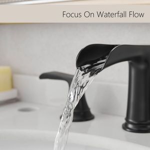 8-Inch Widespread <b>Bathroom</b> Sink Faucet Black 3-Hole Pop <b>Drain</b> with Double Lever Handle Pop <b>Drain</b> <b>Bathroom</b> Faucets - Product Image 5