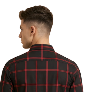 Black <b>Red</b> Plaid <b>Men</b> Flannel <b>Shirt</b> <b>Long</b> <b>Sleeve</b> Button Down Checkered Casual <b>Shirt</b> Soft Brushed Fabric Streetwear Wholesale - Product Image 4