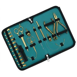 Kit d'outils professionnels pour extensions capillaires en acier inoxydable de qualité chirurgicale, comprenant une pince à sertir plate, un outil à boucle et un fil pour perruque - Product Image 1