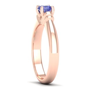 Bague solitaire pour femme REYES, nouveau design, or 14 carats, pierre de tanzanite ronde de 0,5 carat, certifiée GRA, bijoux en moissanite. - Product Image 3