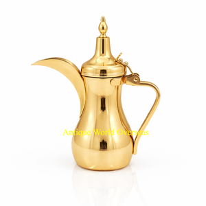 Dallah Raslan Arabic Coffee Pot Stainless Steel Food Grade Eco-Friendly Large Capacity Saudi Design Gold Silver Dual Tone Finish - Product Image 5