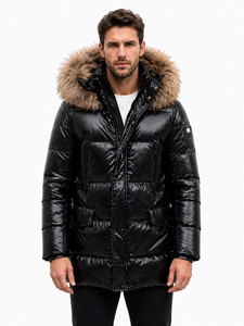 <b>Men</b>’s Premium <b>Fur</b> <b>Hooded</b> Puffer Jacket – Custom Winter <b>Parka</b>, Wholesale & Private Label - Product Image 1