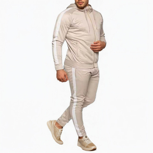 Ensemble de survêtement vintage d'hiver pour homme, coupe classique, avec sweat à capuche zippé et pantalon de jogging, idéal pour la gym, la course et les tenues décontractées pour adultes - Product Image 3