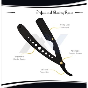 Professional Salon Quality Classic Precision Stainless Steel <b>Swing</b> Lock Straight Edge Cut Throat Shaving Razor Face Grooming Too - Product Image 2