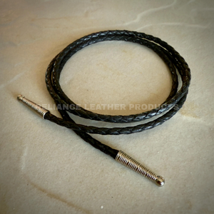 RTS 4mm Black shine Bolo Braided Leather Cord for Craft and Jewelry Projects Strong Braided Leather <b>String</b> - Product Image 2
