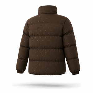 Custom Men Brown Puffer Jacket Winter Quilted Bubble Coat Lightweight Warm Insulated Zip Up Jacket OEM ODM Wholesale Manufacture - Product Image 3
