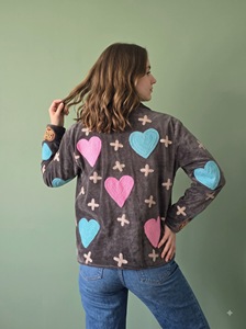 Veste en molleton matelassée respirante et écologique à motif floral brodé en velours pour femme, style Y2K, col ouvert, manches longues, automne - Product Image 5