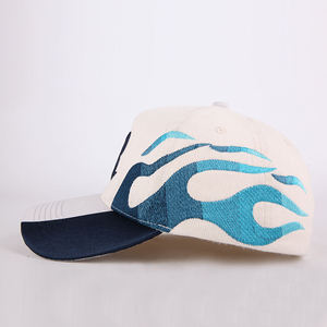 Wholesale Custom High Quality 5 Panel Cotton Curved Brim Snapback Hat 3D Embroidery Flame Streetwear Baseball <b>Cap</b> <b>for</b> <b>Men</b> - Product Image 6