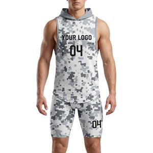 Maillots de football 7 contre 7 anti-humidité, hauts à capuche sans manches, shorts en mesh respirants, ensembles uniformes en polyester et élasthanne - Product Image 4