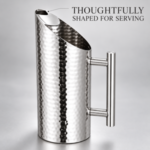 Pichet à eau en acier inoxydable martelé avec poignée, argenté, 1500-2000 ml, pour la maison, le bureau, l'hôtel - Product Image 2
