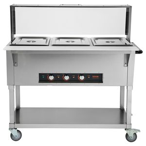 Scaldavivande Commerciale a 3 Vasche 1500W, Tavolo Elettrico a Vapore 20.6QT, Attrezzatura Professionale per Buffet e Catering in Acrilico - Product Image 1