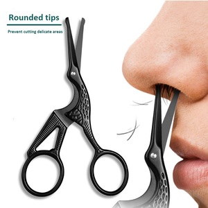 Tijeras Profesionales Negras de 115 mm para Recortar el Vello de la Nariz, Tijeras de Acero Inoxidable para Cortar el Vello Facial, Herramienta de Aseo para Salón, Puntas Redondeadas - Product Image 1