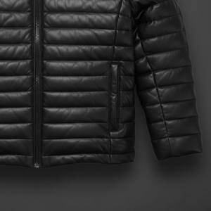 High Performance Genuine Sheep <b>Skin</b> Padded Casual Winter Jacket with Hood <b>Thermal</b> Insulation Durable Front Logo - Product Image 4