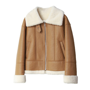 Vestes en cuir véritable respirantes et écologiques pour femmes, en laine véritable, avec doublure en fausse fourrure, idéales pour l'hiver (Dropshipping) - Product Image 1