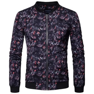 Blouson bomber homme noir et rouge à imprimé graphique, streetwear personnalisé, fermeture éclair, léger, mode, vêtements d'extérieur OEM, sublimation - Product Image 1