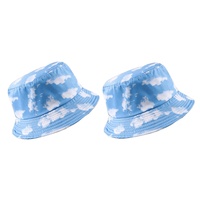 Topi Bucket Desain Bordir Langit Biru Awan Putih, Trendi, Pelindung Matahari Musim Panas, Untuk Aktivitas Luar Ruangan & Memancing, Logo Custom, Bahan Bernapas