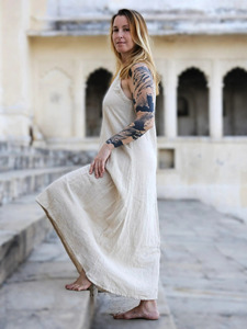 Handcrafted Khadi Cotton Halter Neck Maxi <b>Dress</b> Minimalist Eco-Friendly Sustainable Summer Resort Wear - Product Image 5