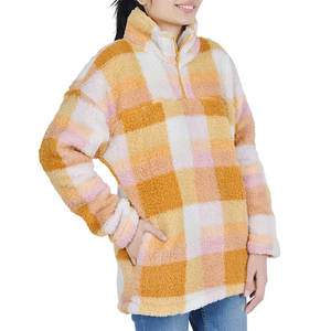 Women Sherpa Fleece Sweatshirt Unlined <b>Thermal</b> Winter <b>Top</b> with Stand Collar and Front Logo for Cold Weather Comfort - Product Image 1