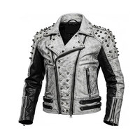 Veste Safari Noire pour Homme avec Strass, Manches Rembourrées Écologiques, Bordure Blanche, Coupe Droite, Décontractée, Automne, Imperméable, Fermeture Éclair Avant