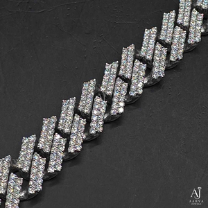 AARVA JEWELS Moissanite Statement Necklace 925 Silver Rhodium Plated Link <b>Chain</b> Geometric Design Unisex Luxury Jewelry - Product Image 3
