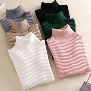 Suéter de Punto Acanalado Casual de Manga Larga con Cuello Alto Azul Marino para Mujer, 100% Acrílico, Antipilling, para Otoño - Product Image 2