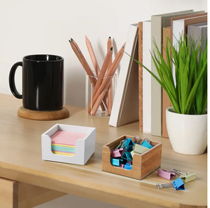 <b>Solid</b> <b>Wooden</b> Sticky noted Holder/Dispenser For Modern School <b>Desk</b> Decorative & Sticky Notes Storage Holder - Product Image 2