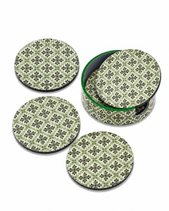 Designer MDF Enamel <b>Coaster</b> <b>Set</b> With Decorative Enamel Artwork For Modern Home Office And Dining Spaces - Product Image 5
