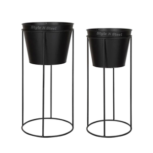 Silver Planter Iron Durable Multi-Use Indoor Floor Planter Drainage for Home Garden Decor - Product Image 2