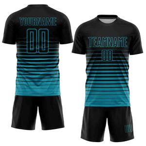 Ensemble d'uniformes de football pour hommes, imprimé numérique, 100 % polyester, taille élastique, séchage rapide, respirant, short court, nom d'équipe personnalisable - Product Image 1