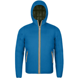 Chaqueta Acolchada Cálida de Calidad para Hombre con Capucha, Ropa Exterior Casual de Invierno, 100% Poliéster, Teñido Liso, Frente con Diseño de Parches - Product Image 2