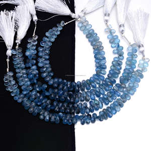 ลูกแพร์เจียระไนพลอยสีฟ้าธรรมชาติทำด้วยมือขนาด16นิ้ว5.5x8.5ถึง7x12มม. สายลูกปัดอัญมณีใช้สำหรับทำเครื่องประดับที่สร้างสรรค์ - Product Image 2